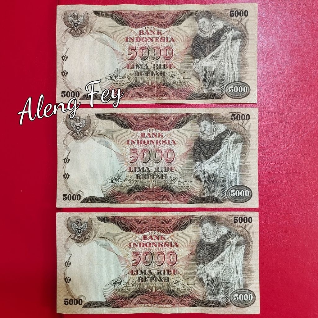 uang kuno 5000 Rupiah Penjala 1975