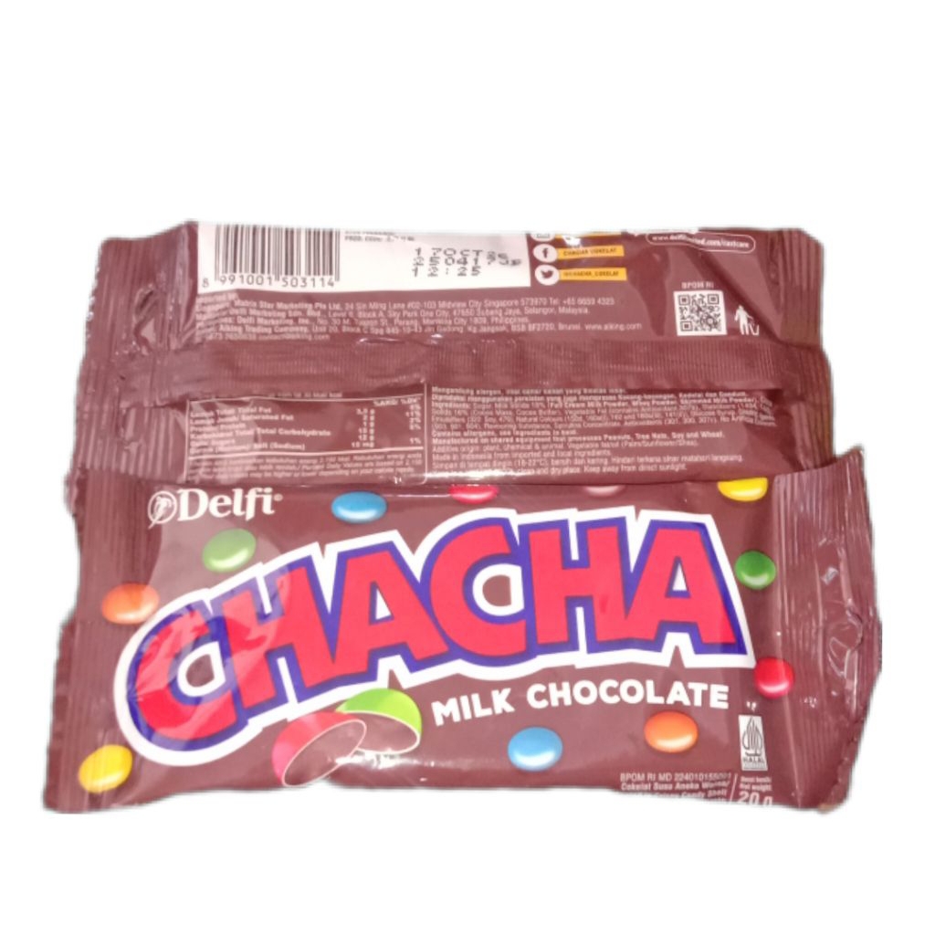 

Chacha Milk Chocolate 20gr, Chacha Peanut Milk Chocolate 20gr, Milkita Bites Permen Susu 24gr
