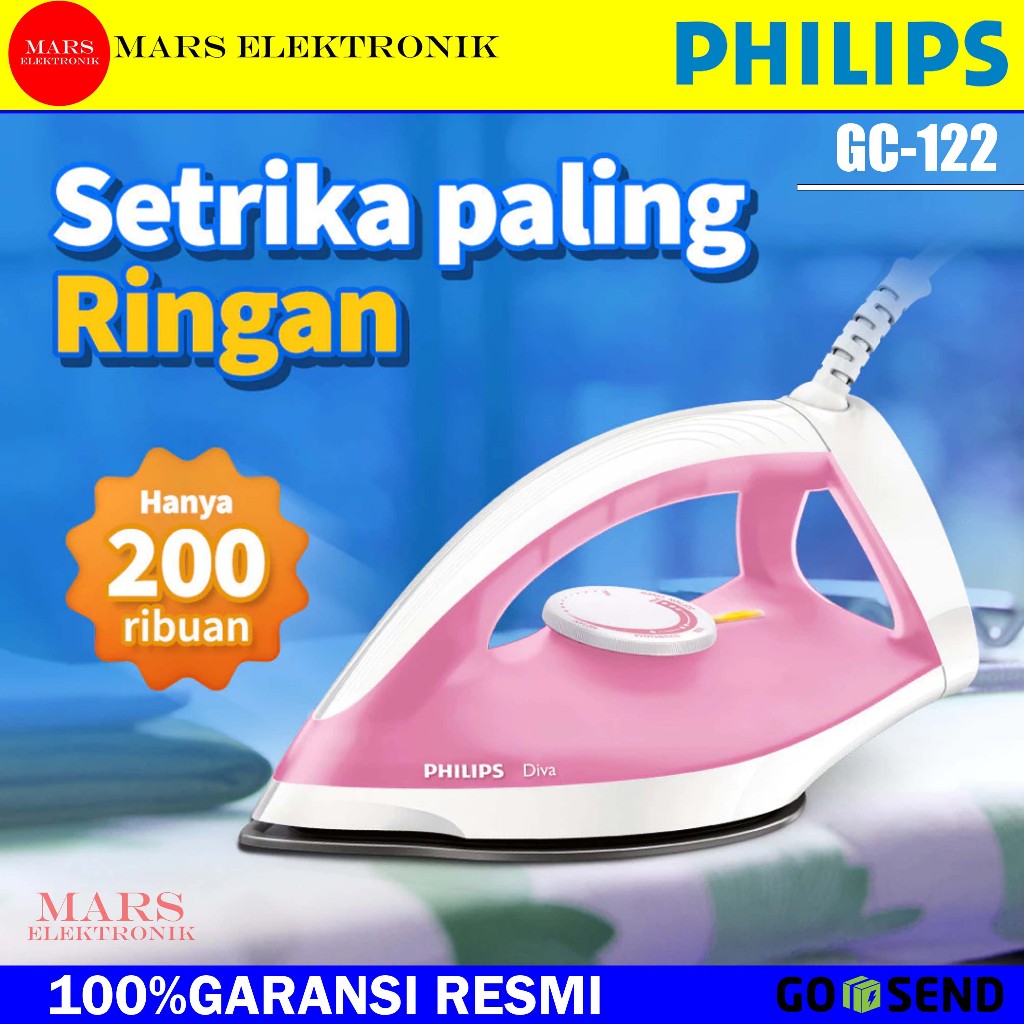 SETRIKA PHILIPS DIVA GC-122-  SETRIKA PHILIPS - GOSOKAN BAJU PHILIPS -  DIVA GC 122 - GC122 - READY