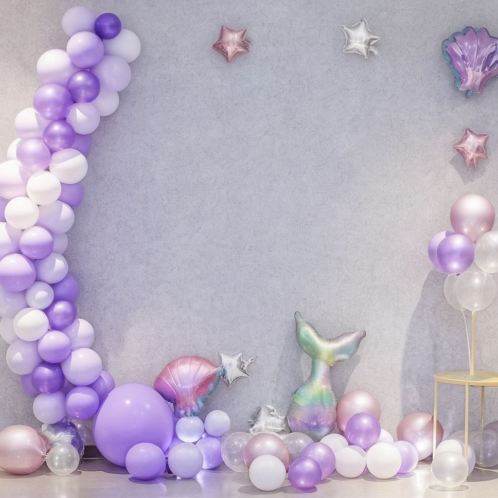 paket dekorasi ulang tahun ultah HBD thema purple mermaid anak cewek elegan