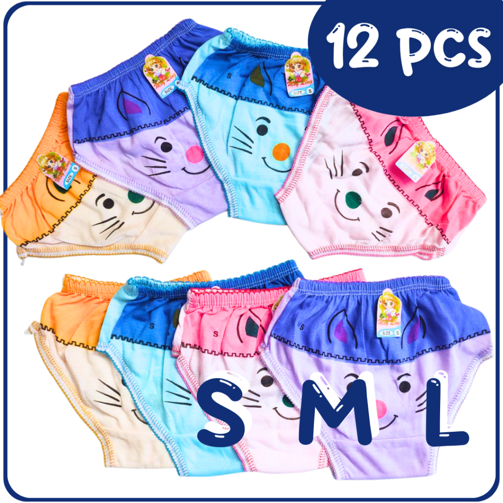 12 Pcs CD Anak Cewek Katun | Celana Dalam Anak Perempuan Usia 1-8th Motif CD Anak Cewek Katun YEYEN 