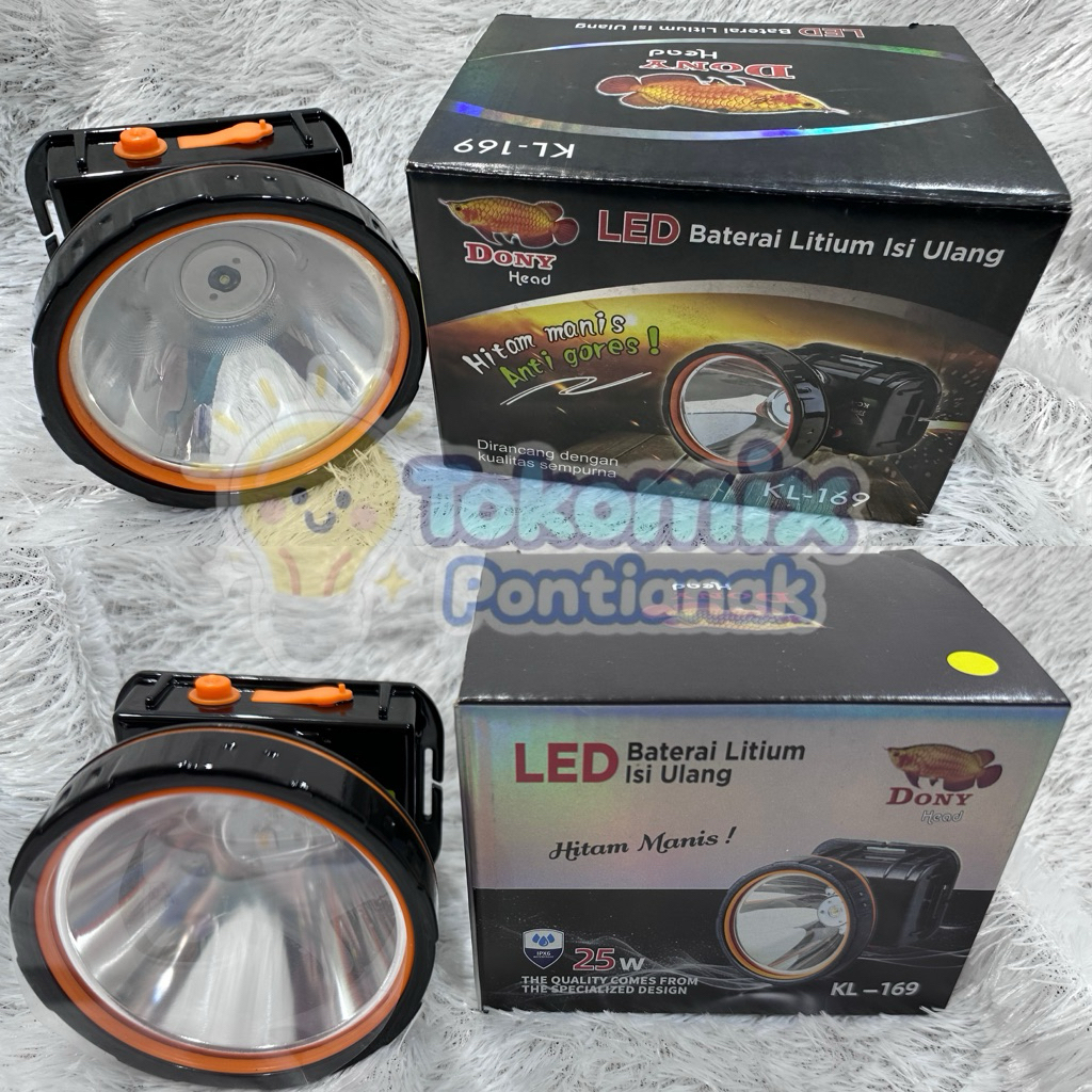 Senter kepala 25 WATT LED DONY KL-169 Hitam manis / Senter camping / Lampu senter