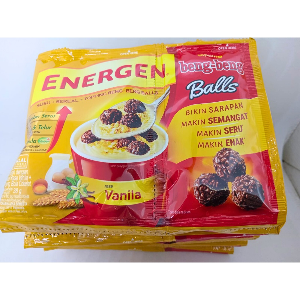 

Energen Vanilla With Topping Beng-beng Balls 10 sachet @38 Gr