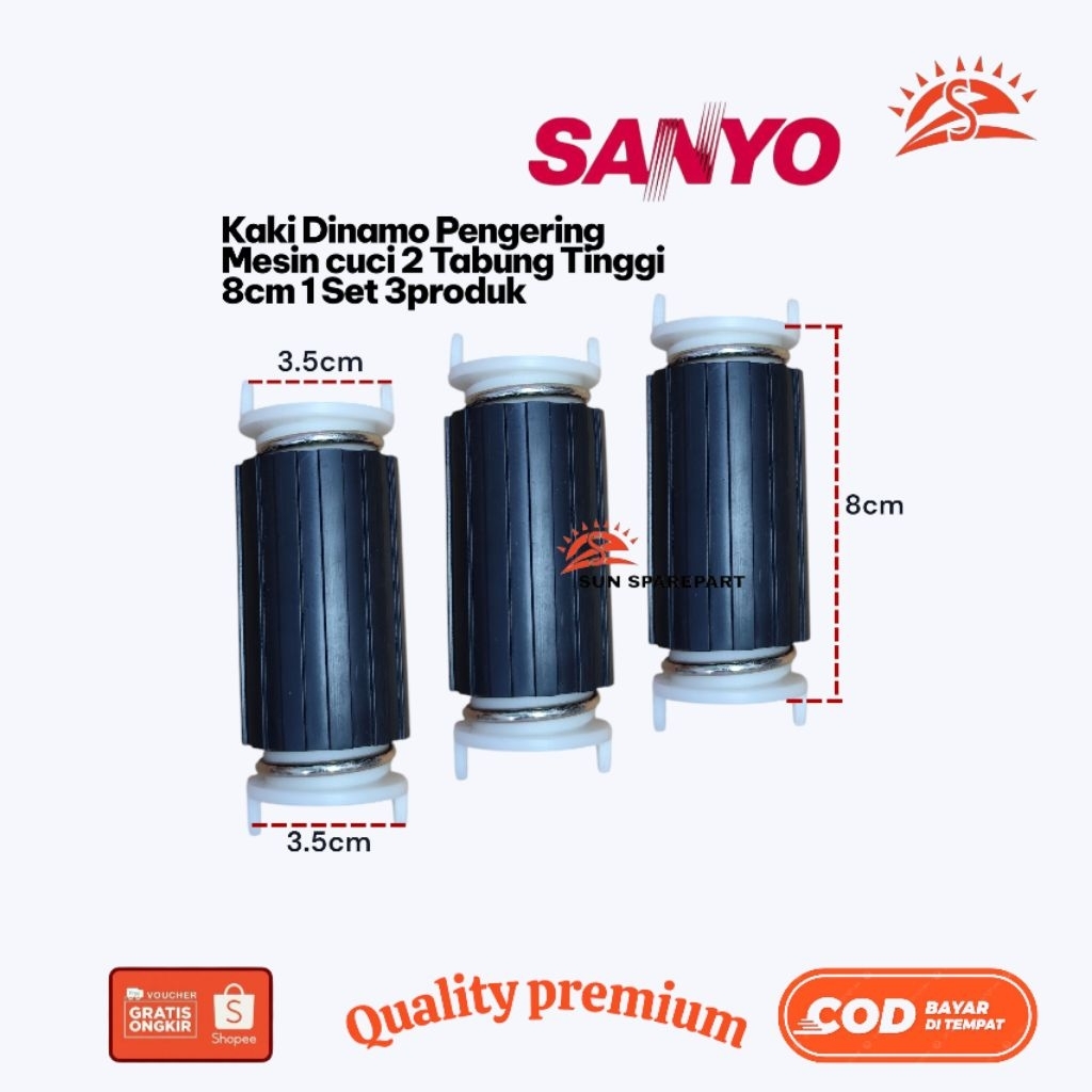 Kaki dinamo pengering 1 set/3 produk Tinggi 8cm Mesin cuci Sanyo  2 Tabung
