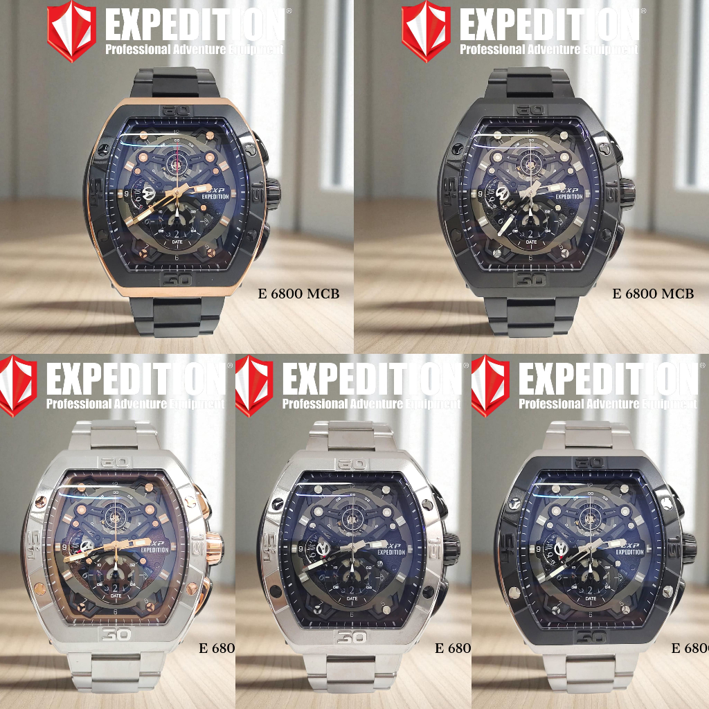 Jam Sport Pria Expedition E6800 E 6800 Stainless Strap Original Garansi Resmi