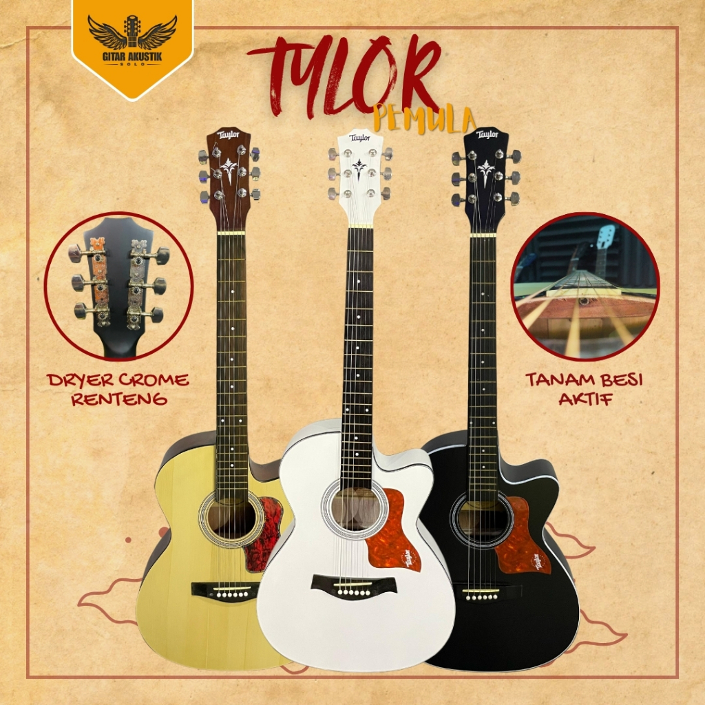 COD - Gitar Tylor Custom Tanam Besi / Gitar Pemula Tanam Besi