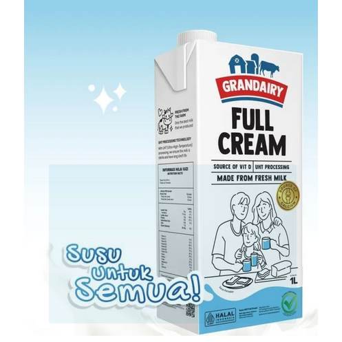 

Susu UHT Full Cream Grandairy 1 Liter