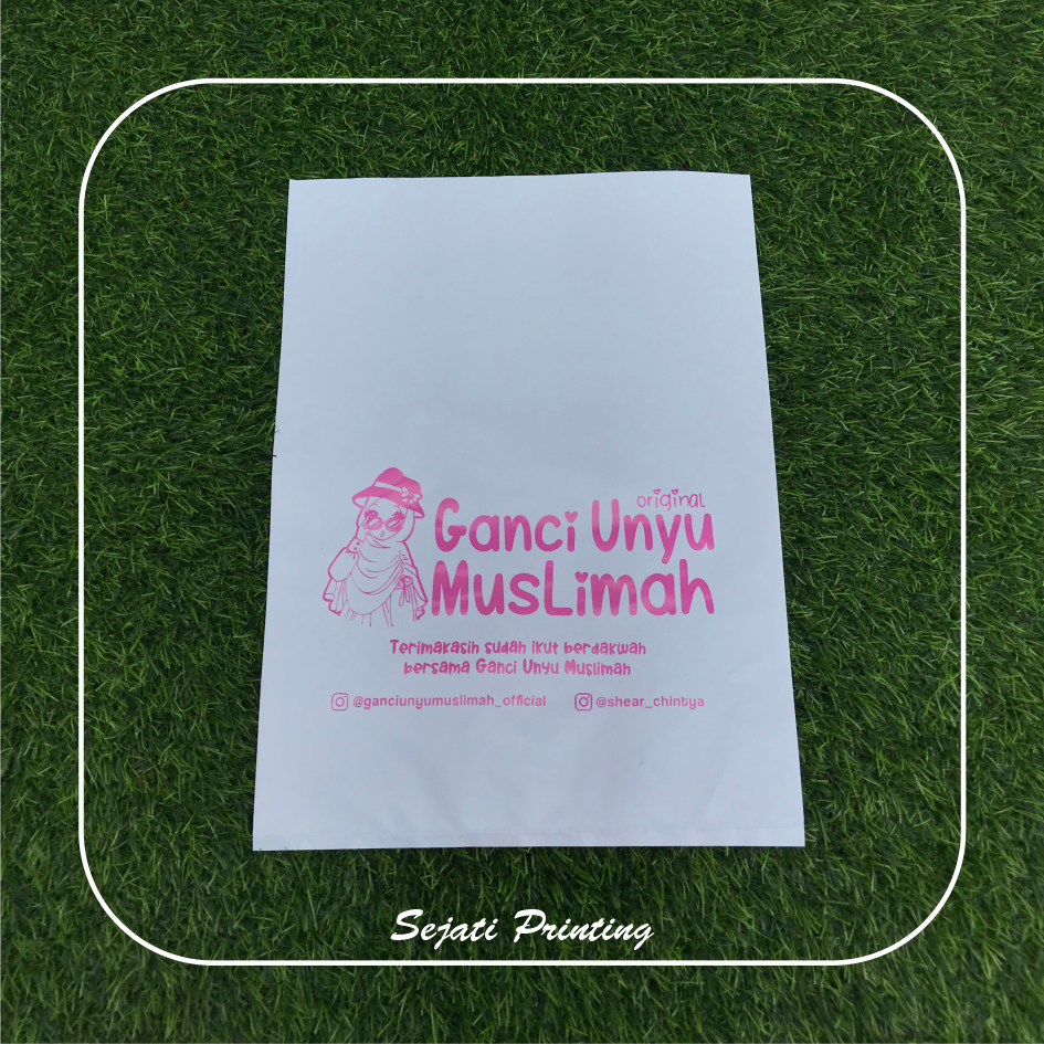 

(Isi 100 pcs) Plastik Sablon HD Packing 25x35cm, FREE DESAIN - SEJATIPRINTING