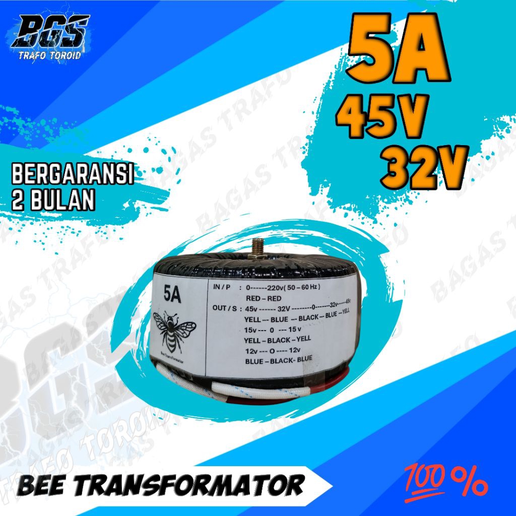 trafo toroid/trafo donat 5A ct 45v murni, black series