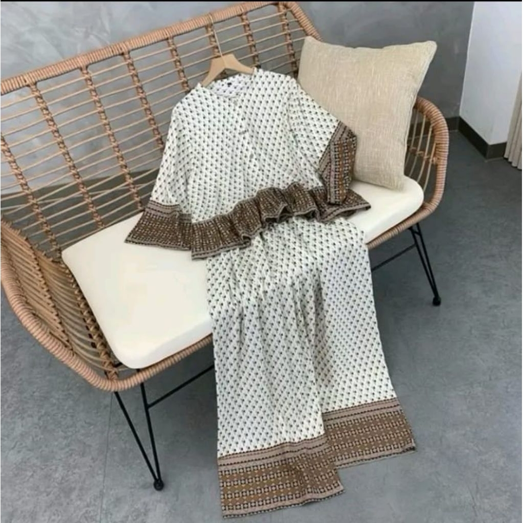 Marisa Setelan Wanita Terbaru Rayon Motif One Set Celana Kulot Daily Outfit