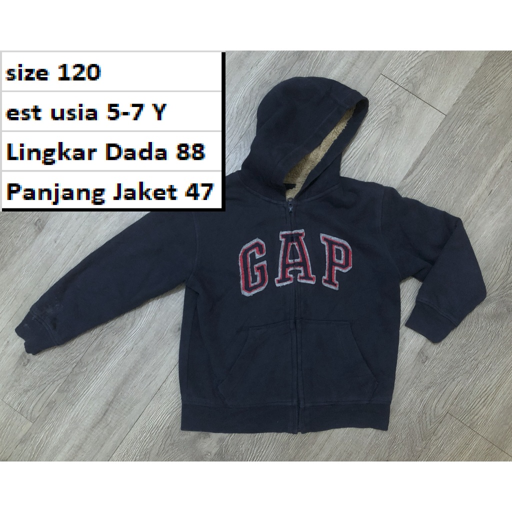 Jaket GAP Serva Hoodie Hangat Navy Musim Dingin Anak Second Preloved