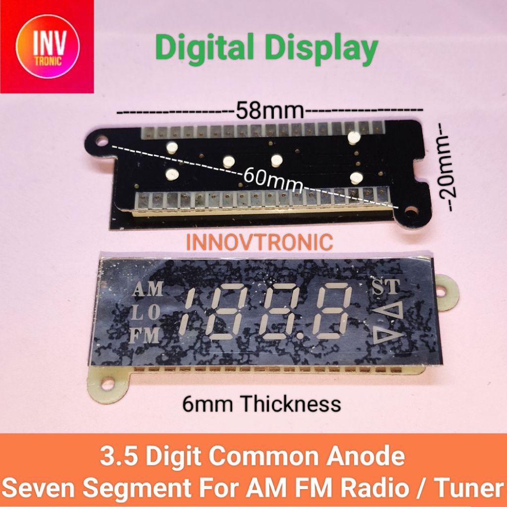 Red 3.5 Digit Common Anode Seven Segment For AM FM Radio / Tuner Digital Display