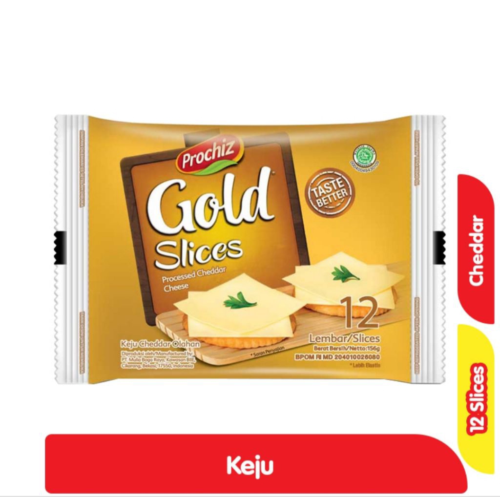 

Prochiz Gold Slices Keju Cheddar Lembaran 12'S