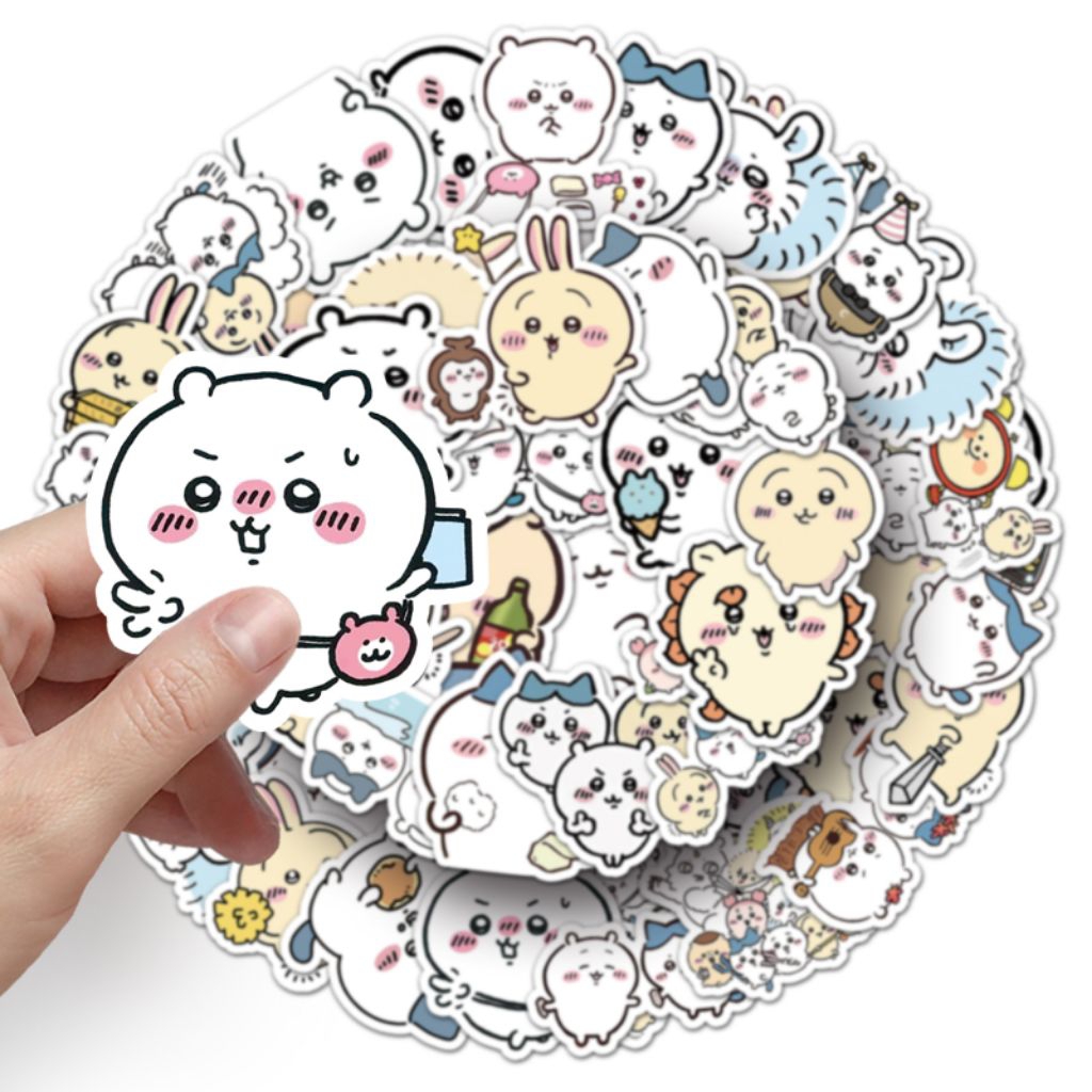 

[50 Pcs] DECO STICKER | STICKER DIY | JURNAL AESTHETIC stiker chiikawa animasi komik Jepang Ji Yi Ka Wa kartun lucu dekorasi stiker mochi kecil