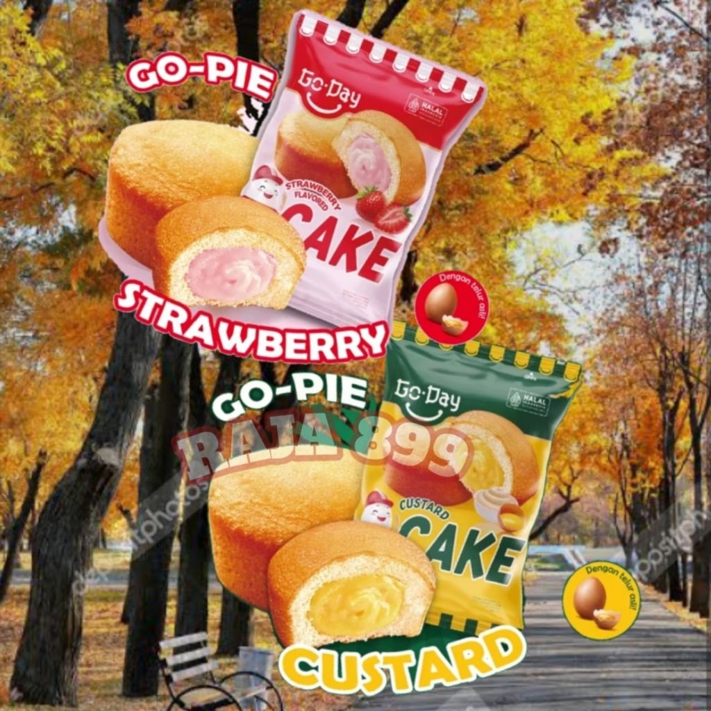 

GO DAY CAKE STRAWBERRY | GUSTARD | GO PIE GUSTARD | STRAWBERRY CAKE ISI 10 PCS