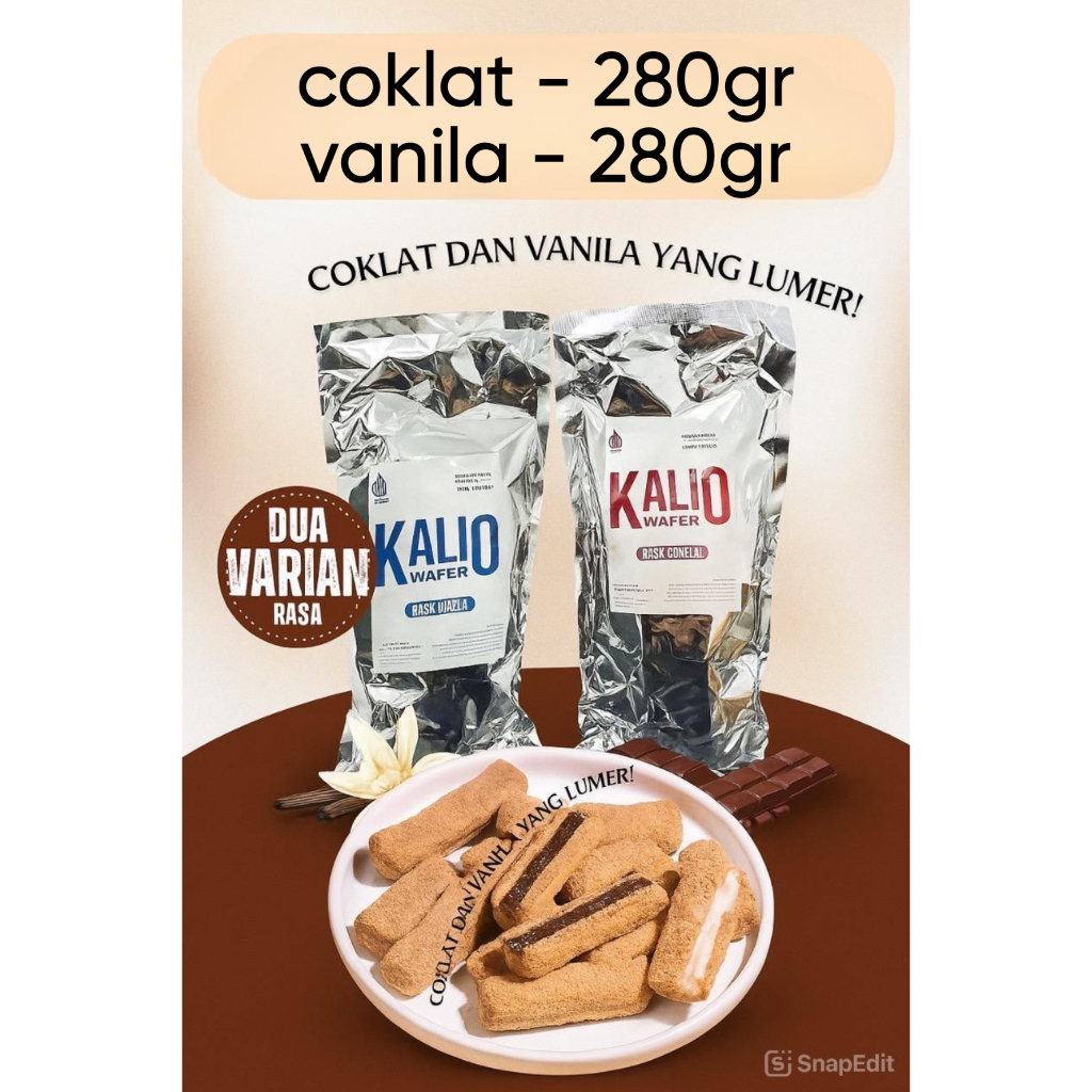 

Wafer Kalio 280gr Snack Wafer Isi Coklat & Vanila Lumer Lezat & Renyah