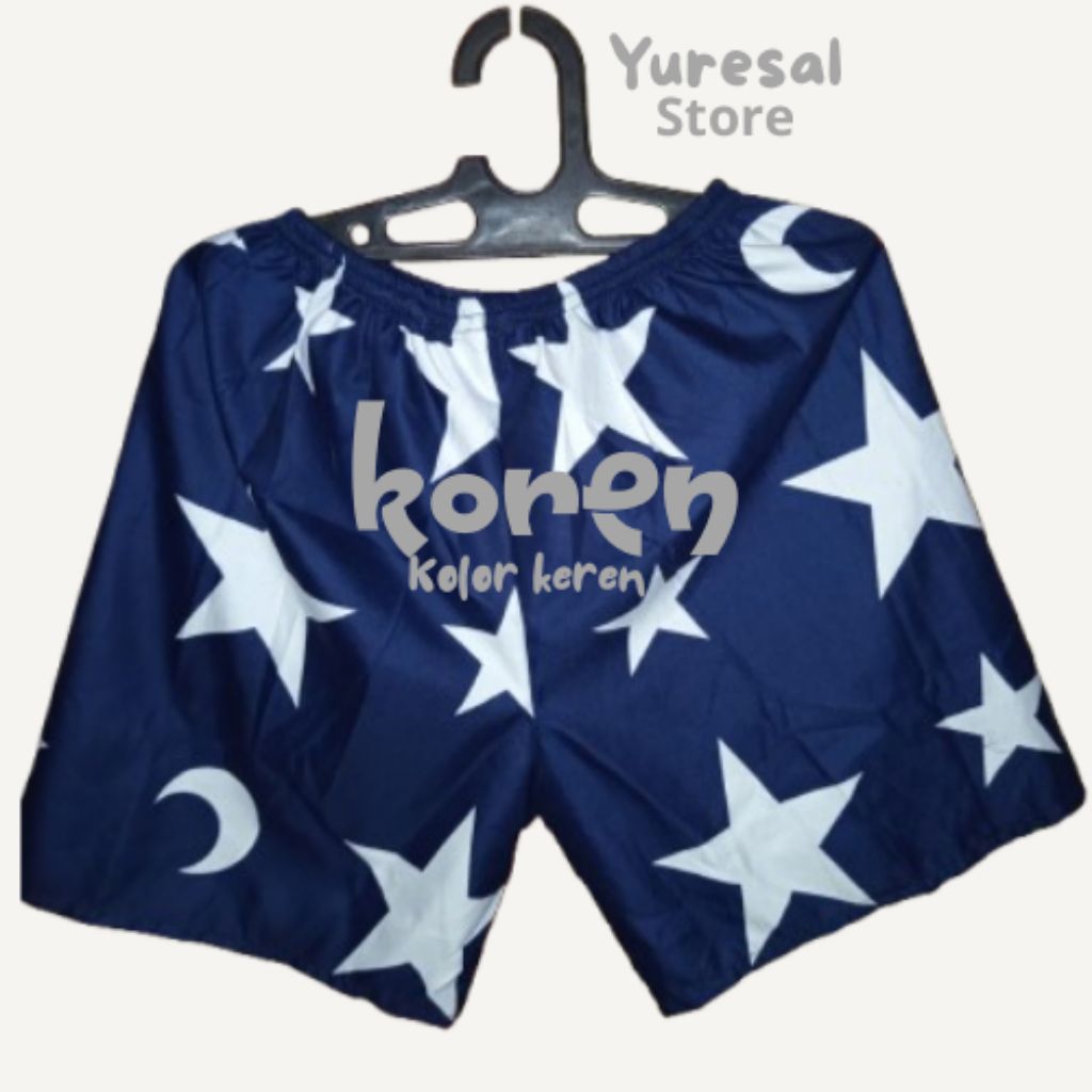 Celana kolor boxer celana pendek santai pria wanita motif random [Koren Kolor keren]
