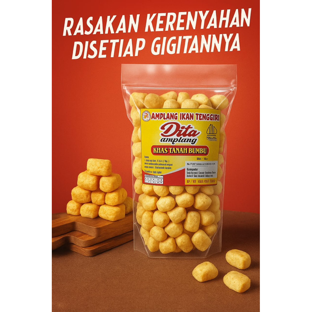 

Amplang Ikan Tenggiri Asli Amplang Dita Khas Tanah Bumbu ukuran kecil 75g