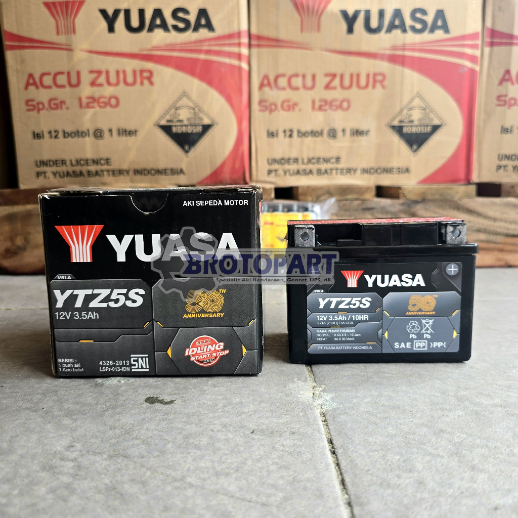 Aki Motor YUASA YTZ5S GTZ5S MTZ5S MF Aki Kering 12 Volt 3,7Ah