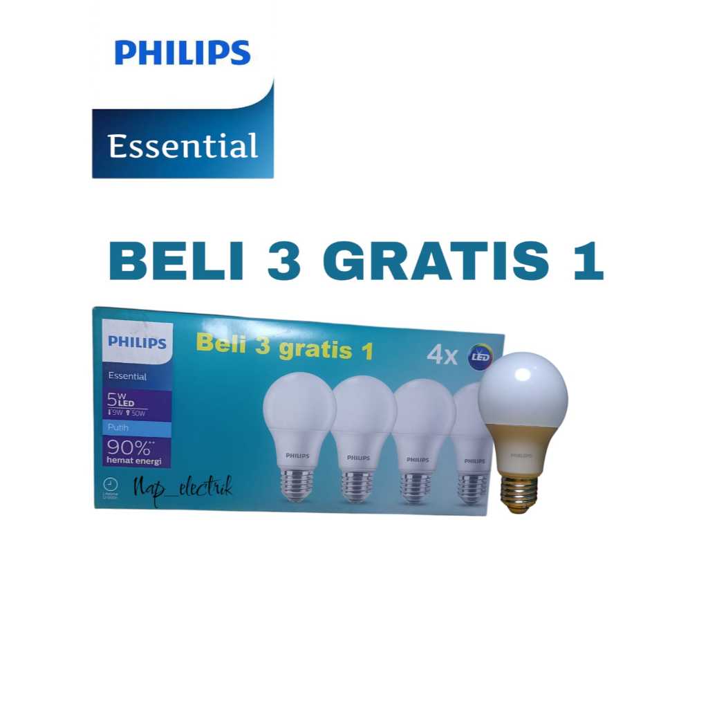 PHILIPS LED ESSENTIAL MULTIPACK BELI 3 GRATIS 1