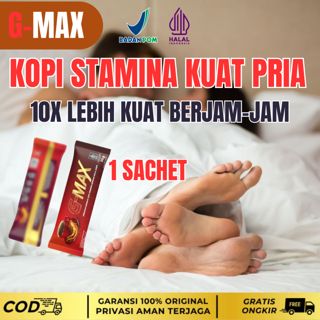 

G-max Kopi Gingseng Penambah Stamina Pria Kuat Tahan Lama 1 Sachet @30gram Bpom