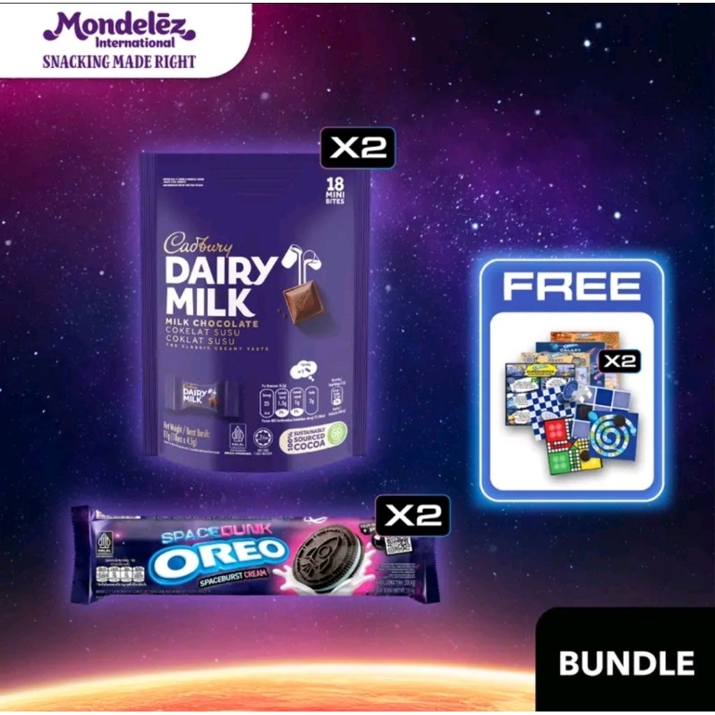 

Paket Bundle Cokelat Cadbury Sharebag dan Oreo Space Dunk Edition - Free Board Game