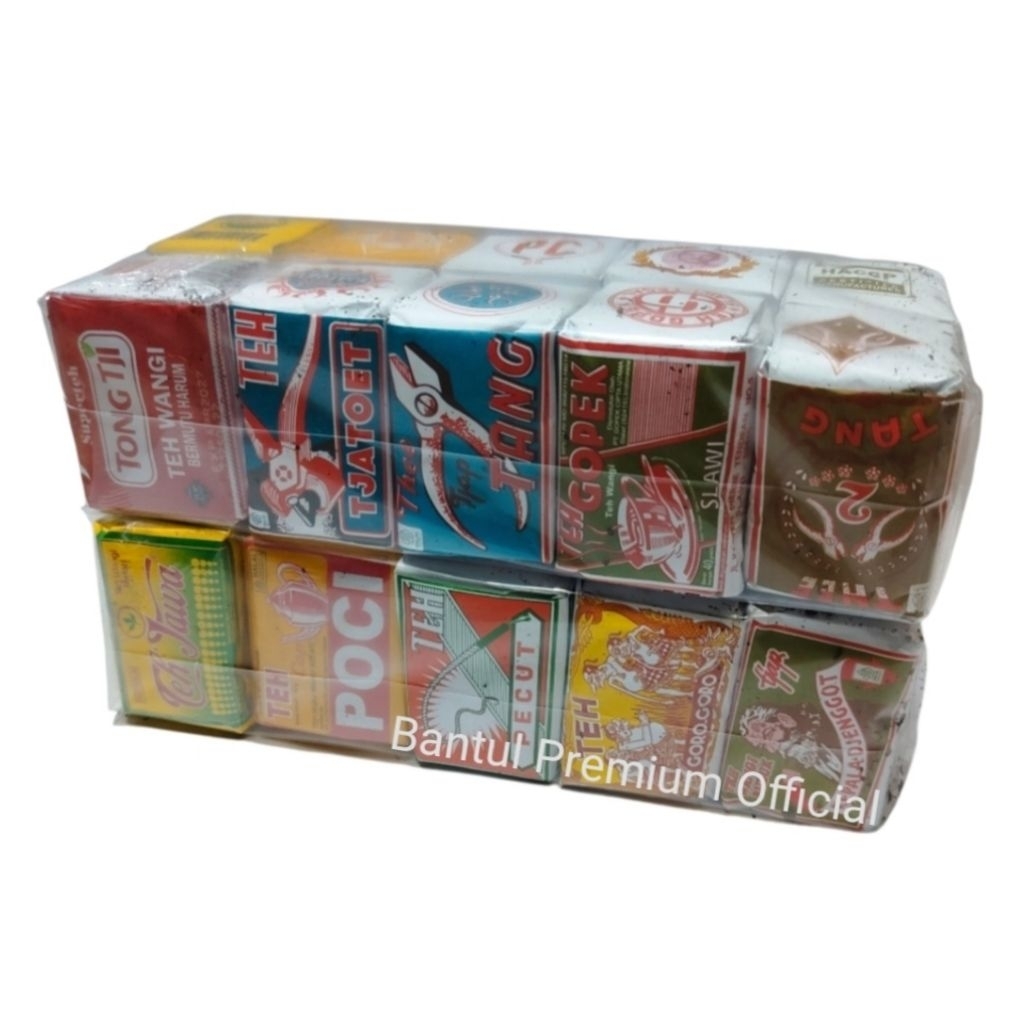 

PAKET 10 VARIAN TEH TUBRUK MANTAP 40 GRAM | Pendawa Lima Goro Goro Tjatoet Biru 2 Tang Hijau Jawa Premium Poci Kuning Pecut Gopek Kepala Djenggot Hijau