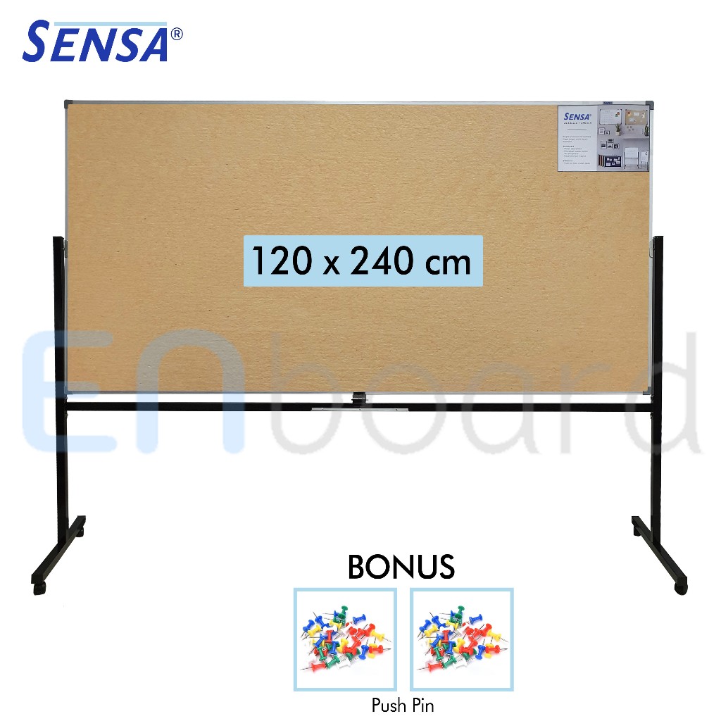 

Softboard / Pin Board / Cork Board / Papan Pengumuman / Mading Standing Polos Sensa 120 x 240 cm