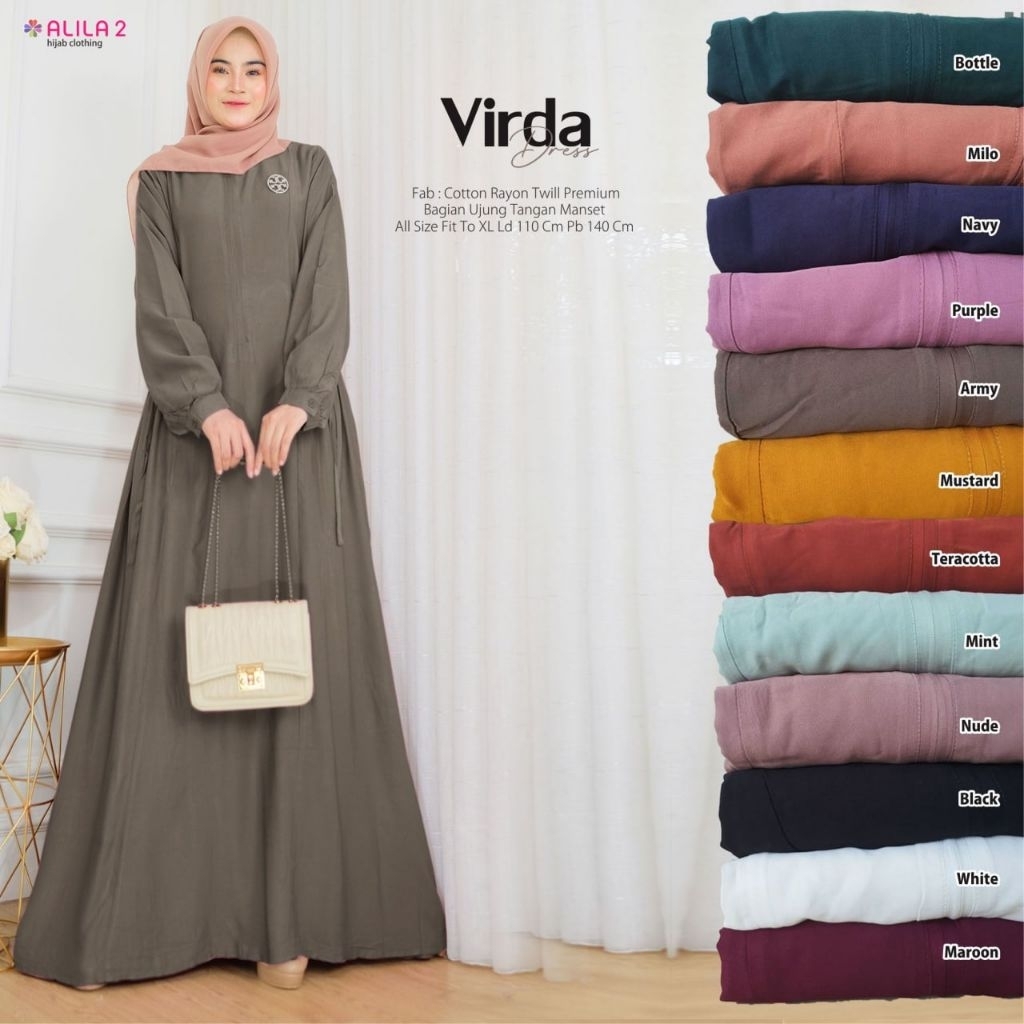 Virda Baju Gamis Maxy Polos Ld110 Katun Rayon Twill Premium