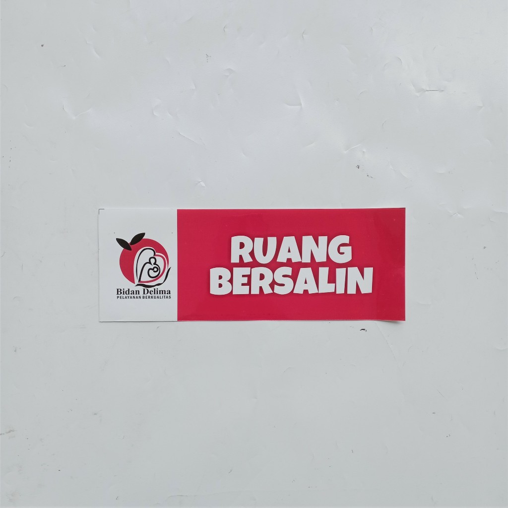 

Stiker nama ruang kebidanan, ruang bersalin, ruang KB, ruang periksa, ruang perawatan, bidan delima