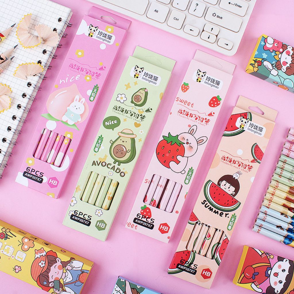 

[ vinscorner ] Pensil isi 6 pcs / pensil 2B lucu / pensil unik / pensil karakter / pensil sekolah