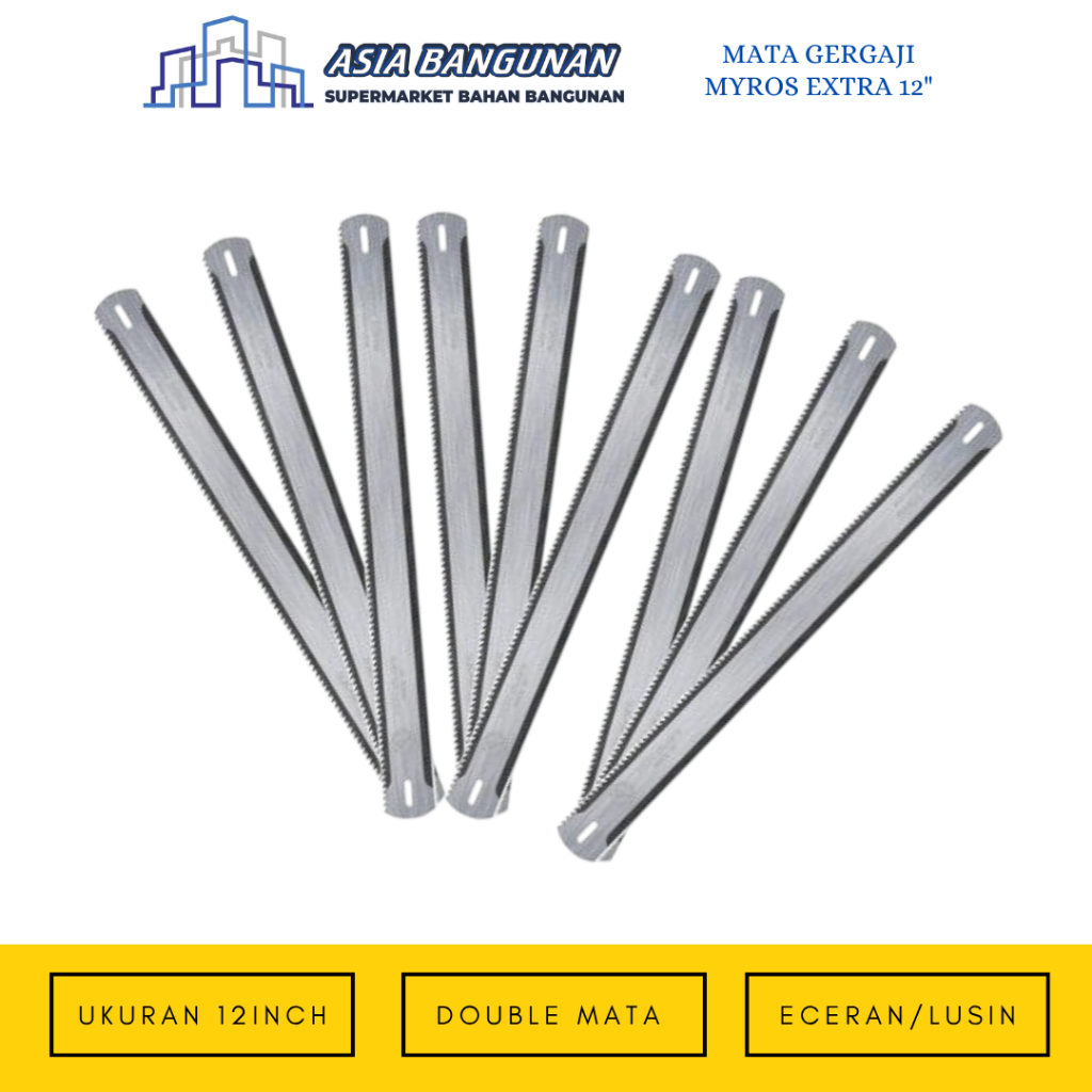 ASIA BANGUNAN – MATA GERGAJI BESI 12 INCH MYROS EXTRA DOUBLE MATA GERGAJI KIRI KANAN