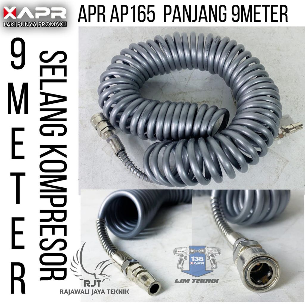 APR Raja selang kompresor 9METER APR AP165 XAPR spiral 5x8mm kualitas premium