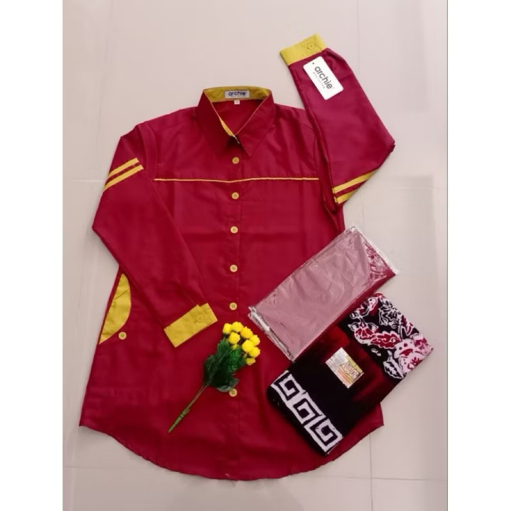 Stelan Tunik Toyobo Archie + Sarung Aqil + Hijab