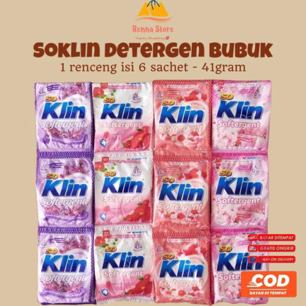 36sachet SoKlin Softergen Bubuk PK 41gr Detergen Cuci Baju