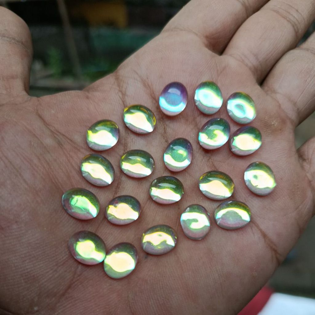 grosir 1 kodi (20pcs) batu akik kalimaya pelangi 10x8mm