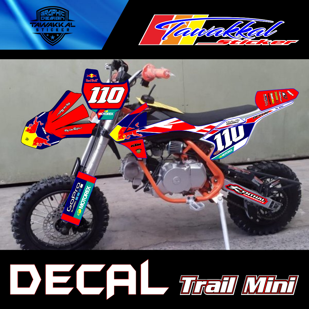 Stiker Decal Trail Mini SK110 Sticker Motor Cross SKPRO 100cc Semi Full Body Motif Terbaru