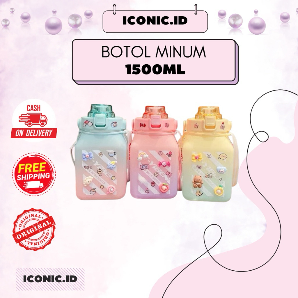 Iconic.id - Botol Minum Jumbo 1500ml / Botol Minum Jumbo / Botol Minum Jumbo Karakter