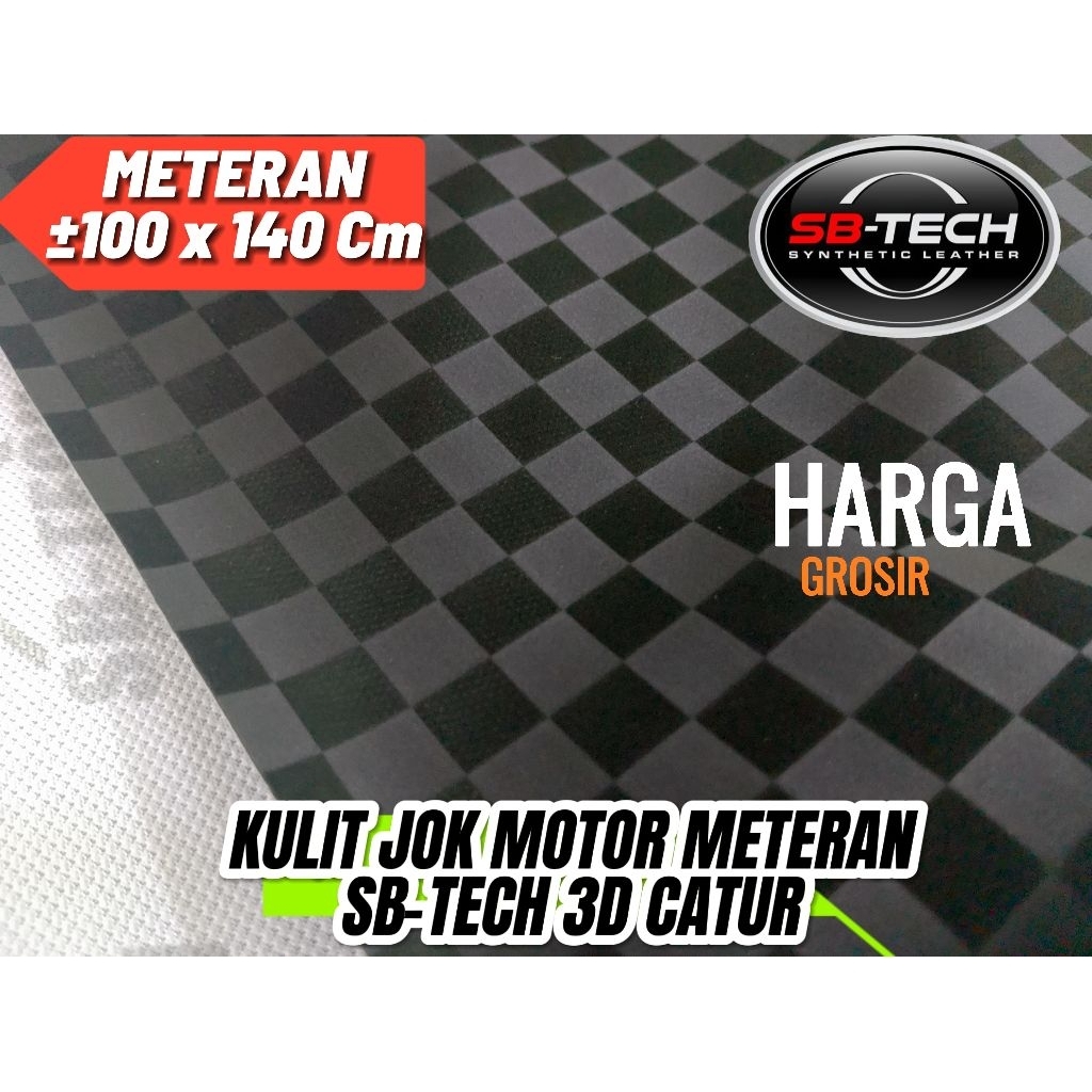 Kulit jok motor Meteran SB-TECH 3D Tridi Catur Harga Grosir ukuran 1 x 1,4 Mtr