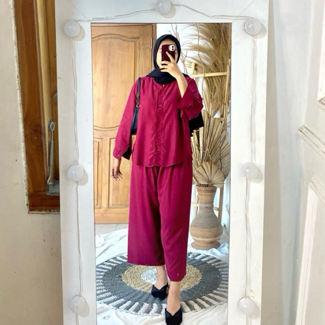 RENA SETELAN KEMEJA POLOS RAYON