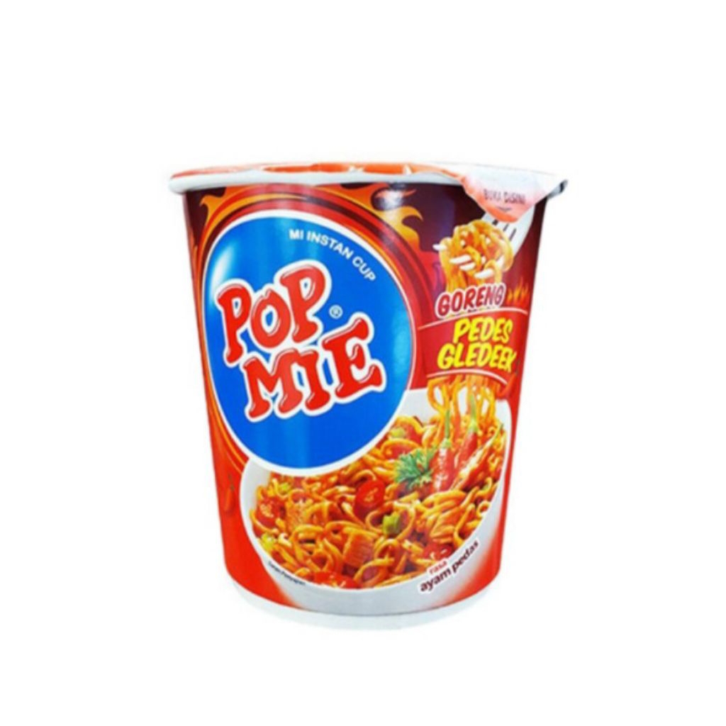 

Pop Mie Mi Instan Cup Goreng Pedes Gledeek Ayam Pedas 75 g