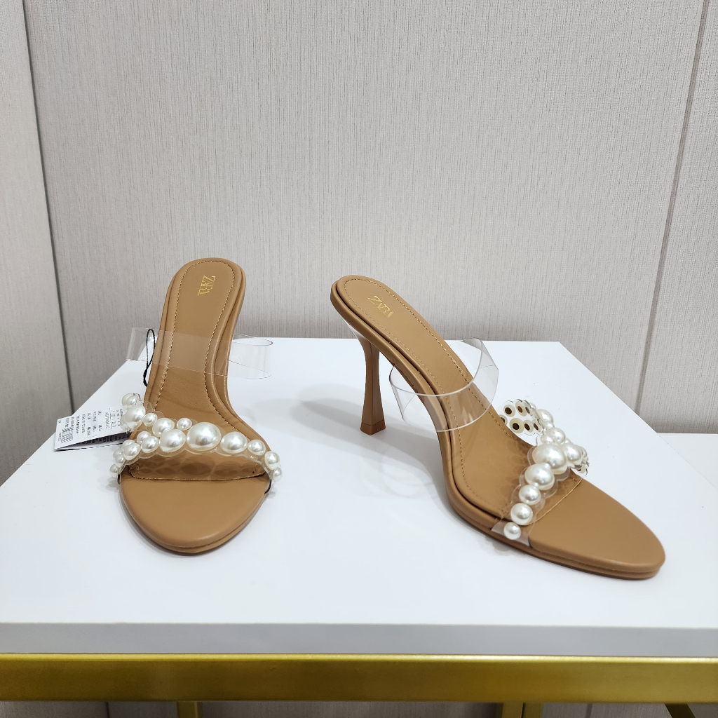 Zr 168 Sandal Heels Wanita Mutiara Elegan 9cm