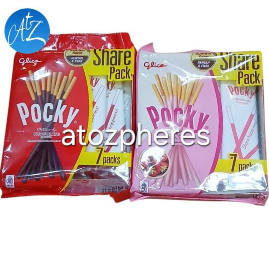 

Biskuit stik rasa cokelat coklat bersalut salut gula stroberi halal MUI Glico Pocky CHOCOLATE 154g ( 7 packs x 22g ) STRAWBERRY 147g ( 7packs × 21g ) Flavor Flavour Biscuit Stick Sticks kemasan Share Pack