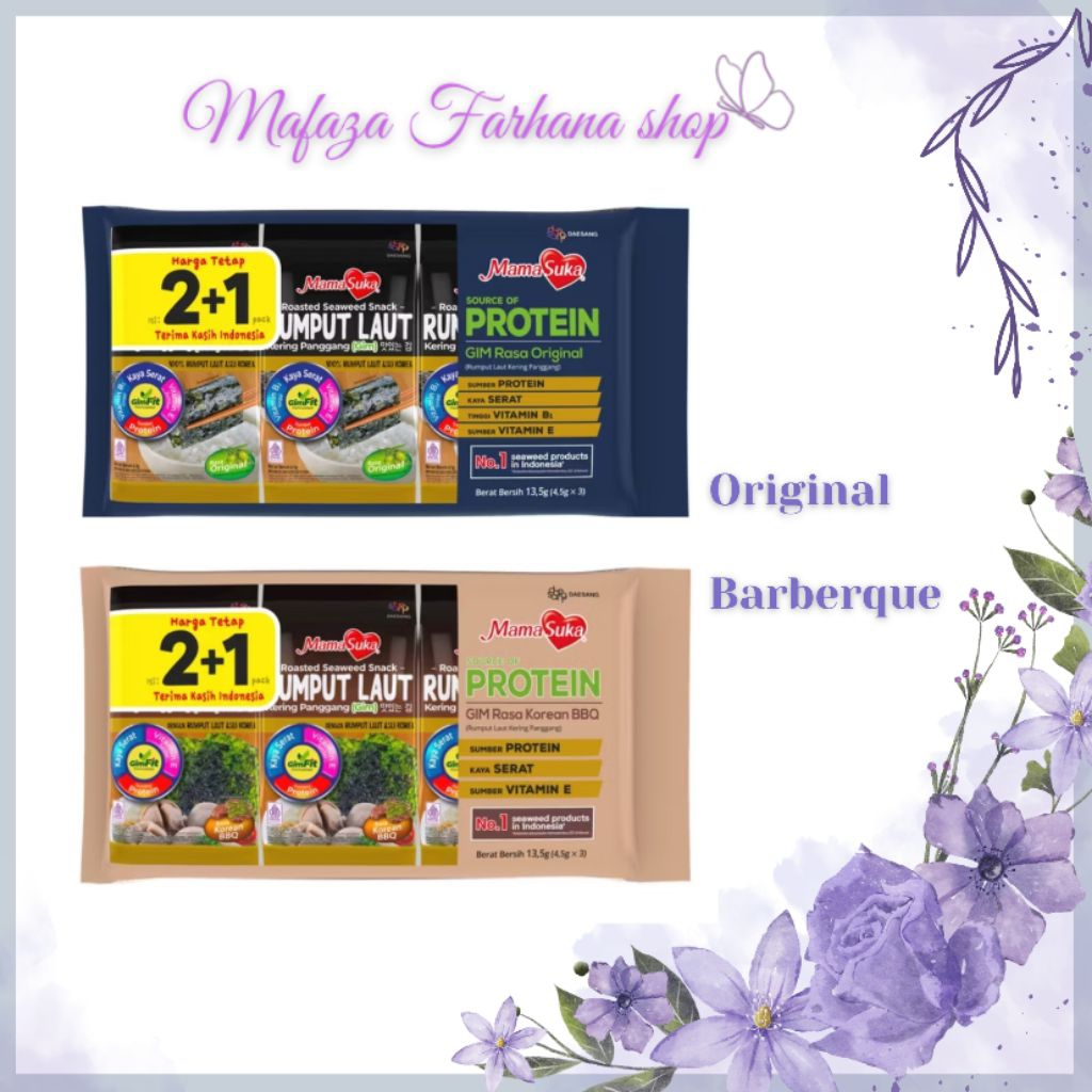 

Snack Rumput Laut Panggang Mama suka kemasan 2+1