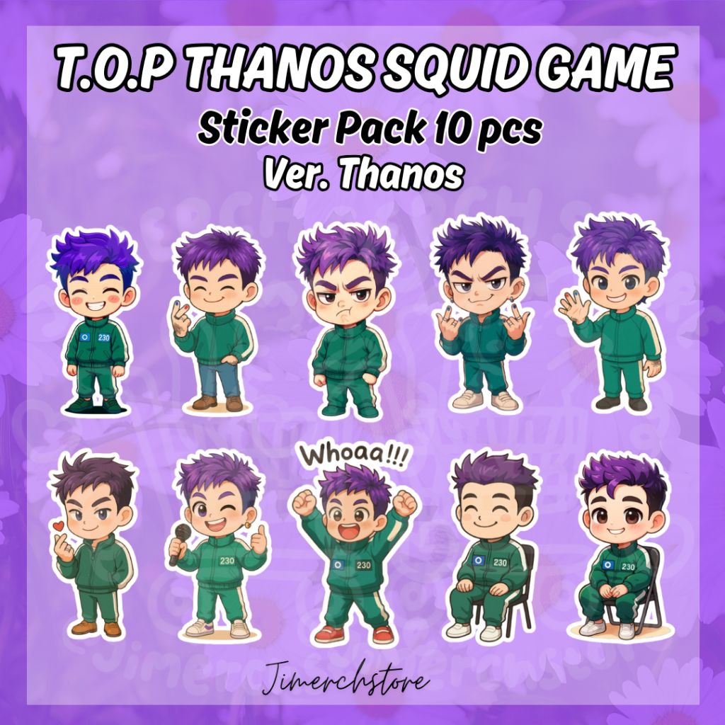 

STICKER SQUID GAME THANOS TOP Stiker Pack isi 10 dan 25 pcs