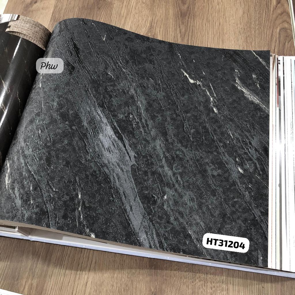WALLPAPER DINDING MOTIF GRANIT MARMER HITAM CREAM UNIQ