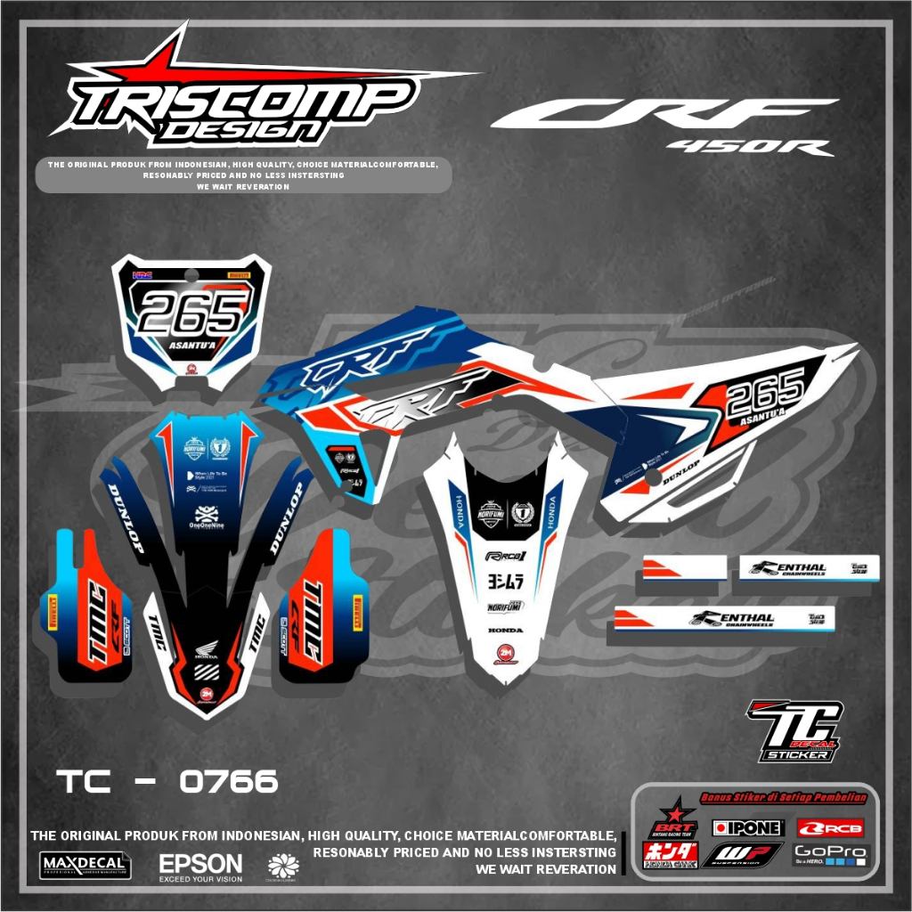 STICKER DECAL KEREN CUSTOM (BISA REQUEST) MOTIF BISA UNTUK SEMUA JENIS MOTOR TRAIL BODY CRF 450 - CR