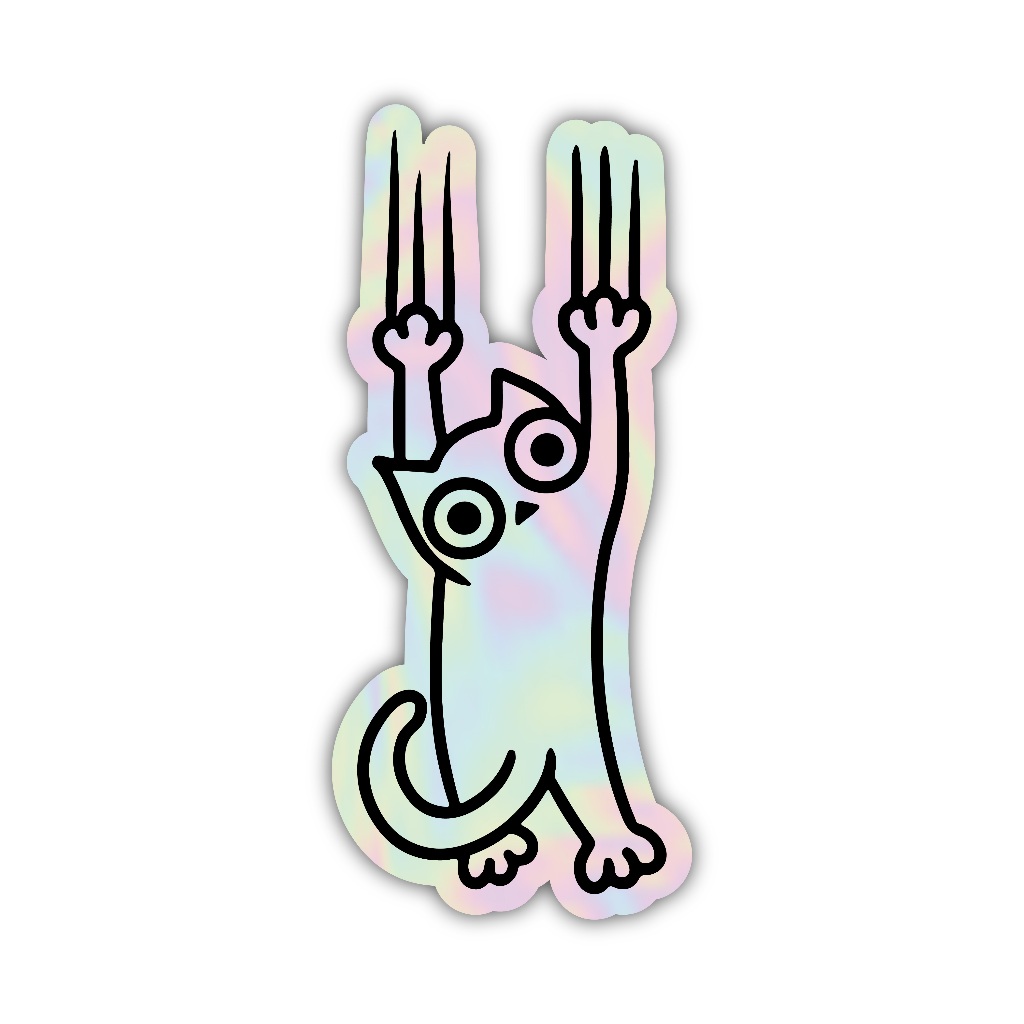 

Z435 sticker kucing dongo aesthetic, stiker hologram satuan