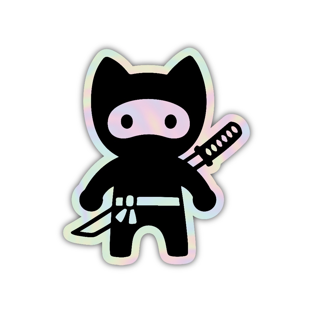 

Z436 sticker kucing ninja aesthetic, stiker hologram satuan