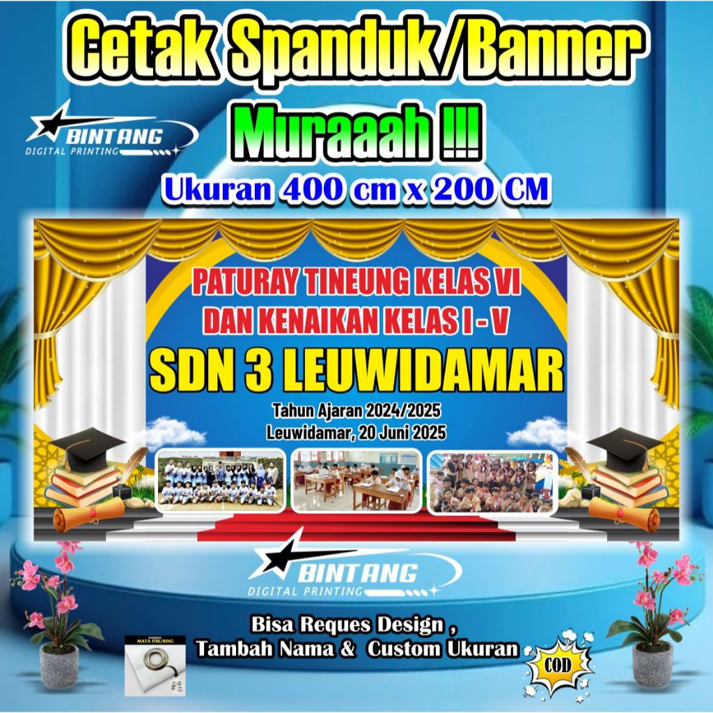 Spanduk Banner Wisuda Ukuran 4 Meter x 2 Meter